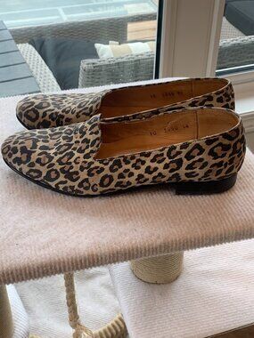 Dieppa Restrepo Leather Leopard Print Women's Loafers - Tan and Black